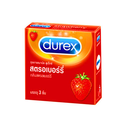 ถุงยางอนามัย Durex Strawberry (กลิ่นหอม 52.5 mm)