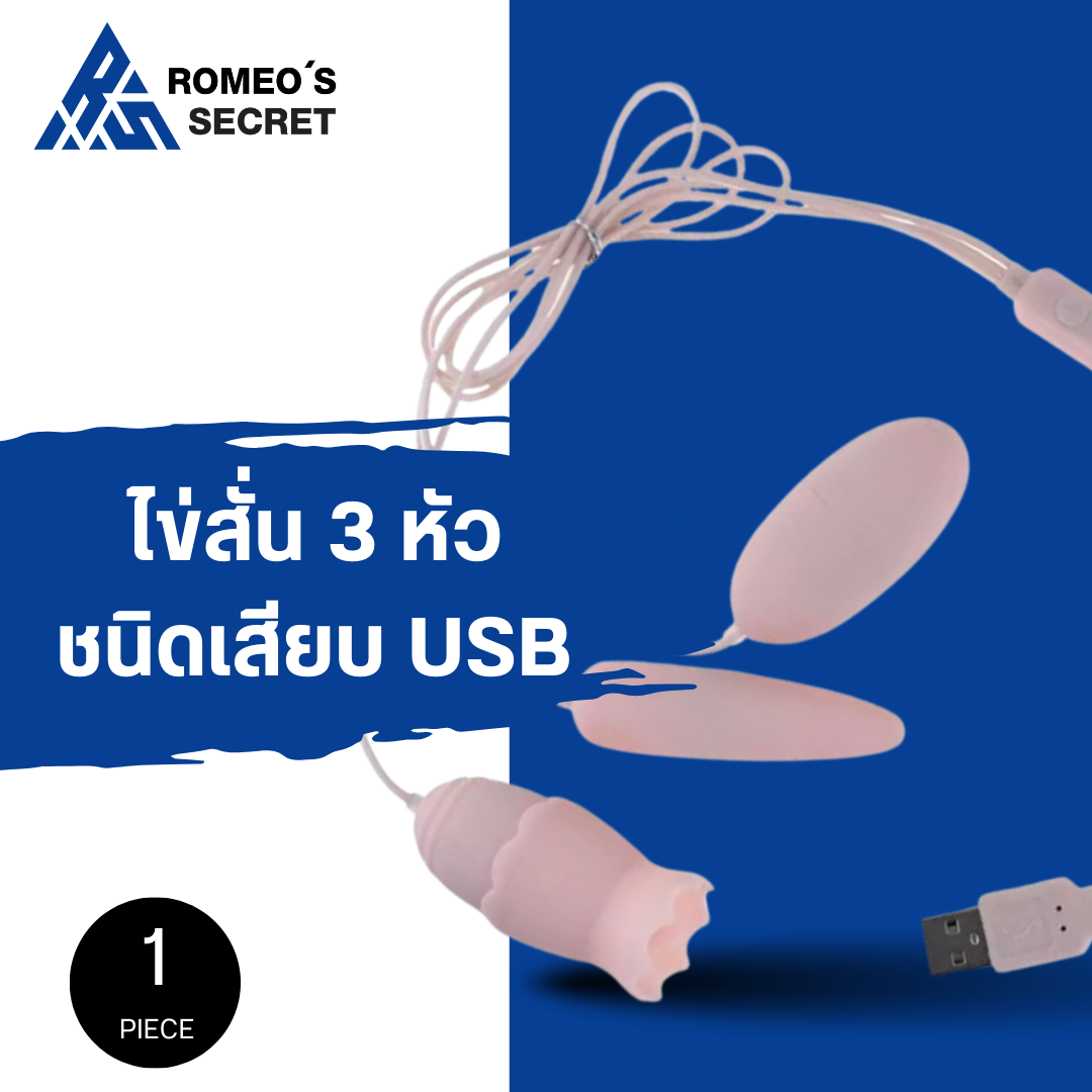Dual Egg Vibrator 10 Function USB Pink (อุปกรณ์สั่น 3 หัว)